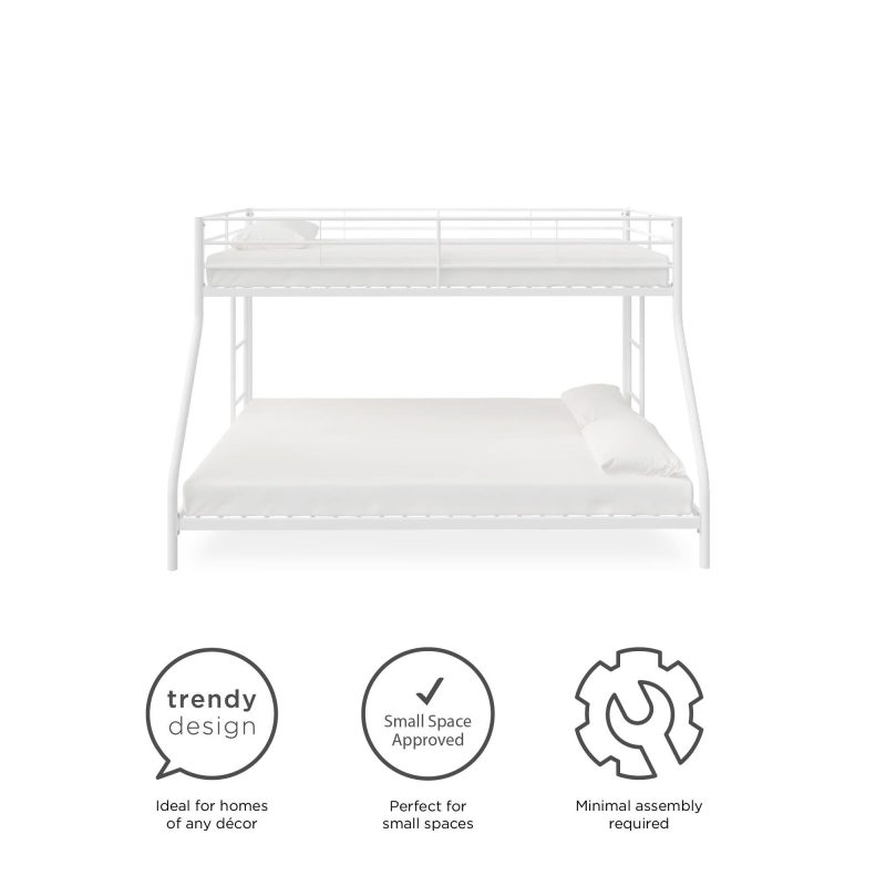 Mainstays Small Space Junior Twin over Full Metal Bunk Bed, Off White