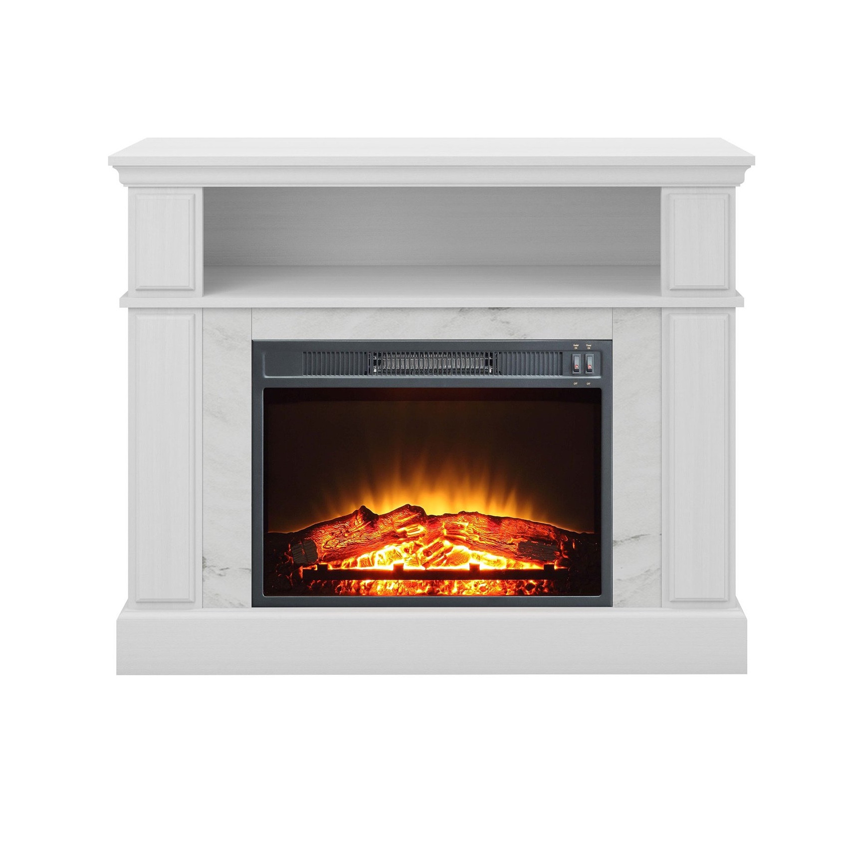 Mainstays Loring Media Fireplace for TVs up to 48", White
