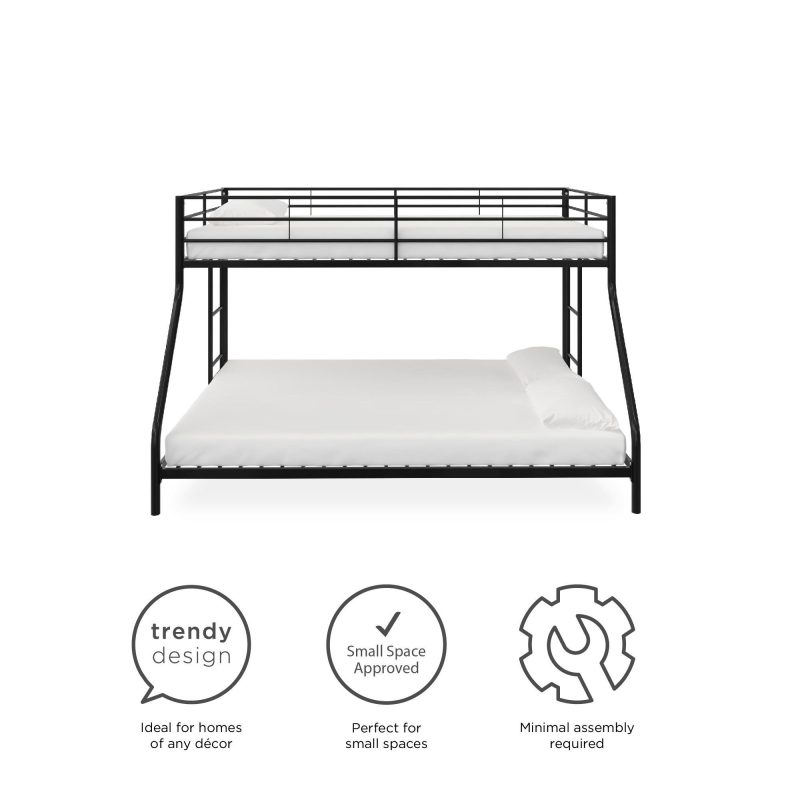 Mainstays Small Space Junior Twin over Full Metal Bunk Bed, Black