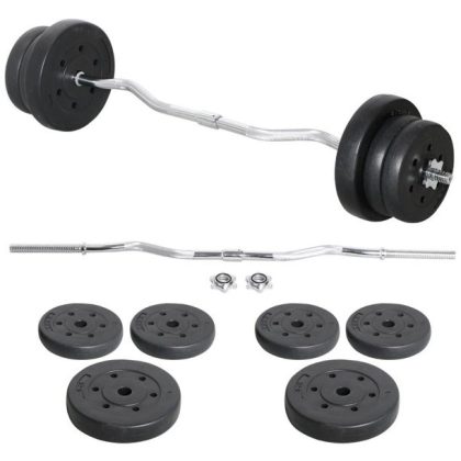 SmileMart 55 Lbs. High Quality Barbell Dumbbell Weightlifting Set Exercise Curl Weight Bar, Black