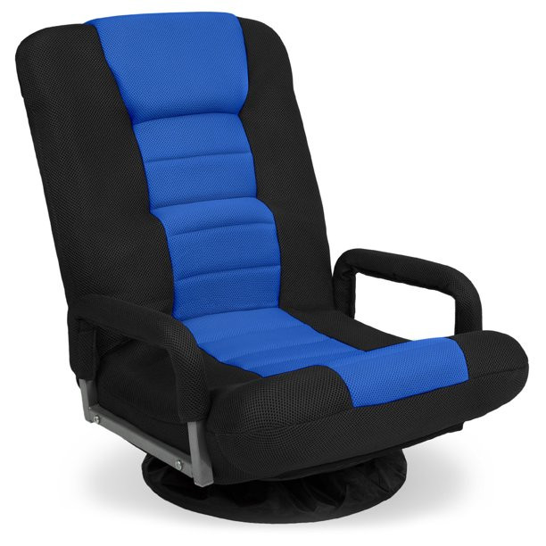 Skonyon 360-Degree Swivel Gaming Floor Chair w/ Armrest Handles, Foldable Adjustable Backrest - Blue
