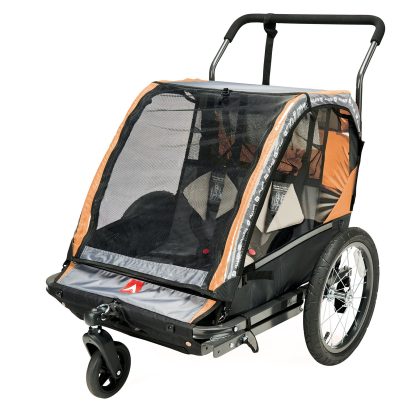 Allen Sports 2-Child Bicycle Trailer and Stroller, Orange, Model AS2