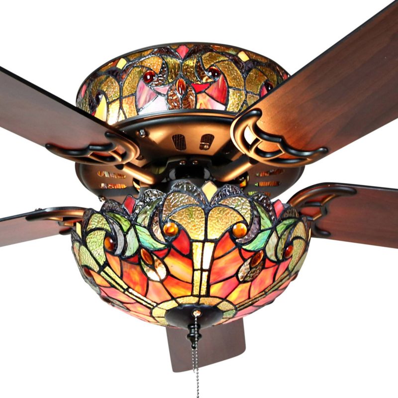 River of Goods 52-Inch Halston Stained Glass LED Ceiling Fan with Light