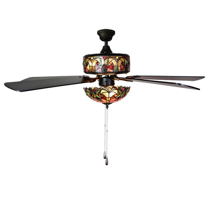 River of Goods 52-Inch Halston Stained Glass LED Ceiling Fan with Light