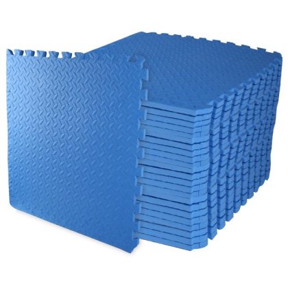 Fitit 3/4 In. Thick Flooring Puzzle Exercise Mat, 24 Piece, 96 Sq. Ft. Blue