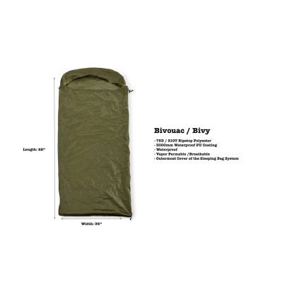 OmniCore Designs Mil-Spec 5-pc. Modular Sleeping Bag System 30F to -30F Hooded Rectangular