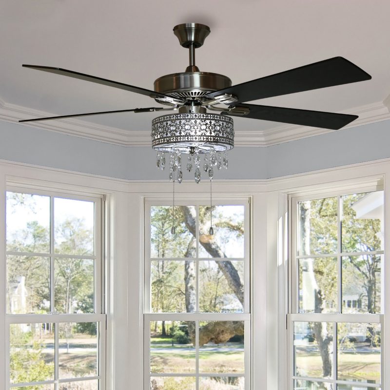 River of Goods 52-Inch Grandeur Crystal Chandelier LED Ceiling Fan with Light