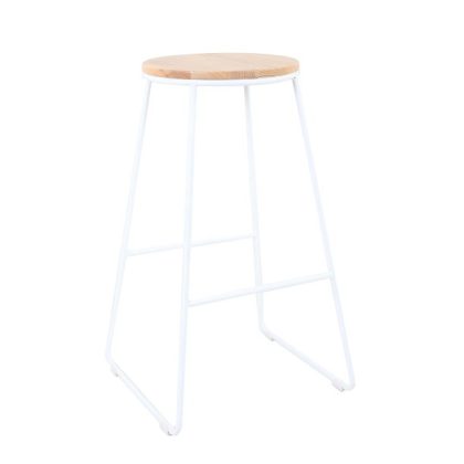 Mainstays 28" Modern Stool - White 4 Pack, Natural Wood Seat