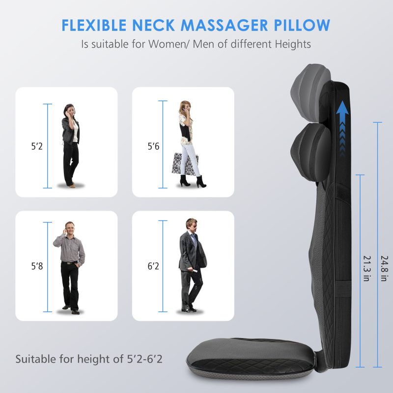 Comfier Shiatsu Neck & Back Massager Chair with Heat, 8 Kneading Massage Nodes