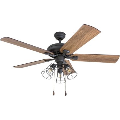 Prominence Home 52" Lincoln Woods Aged Bronze Ceiling Fan, Base Model