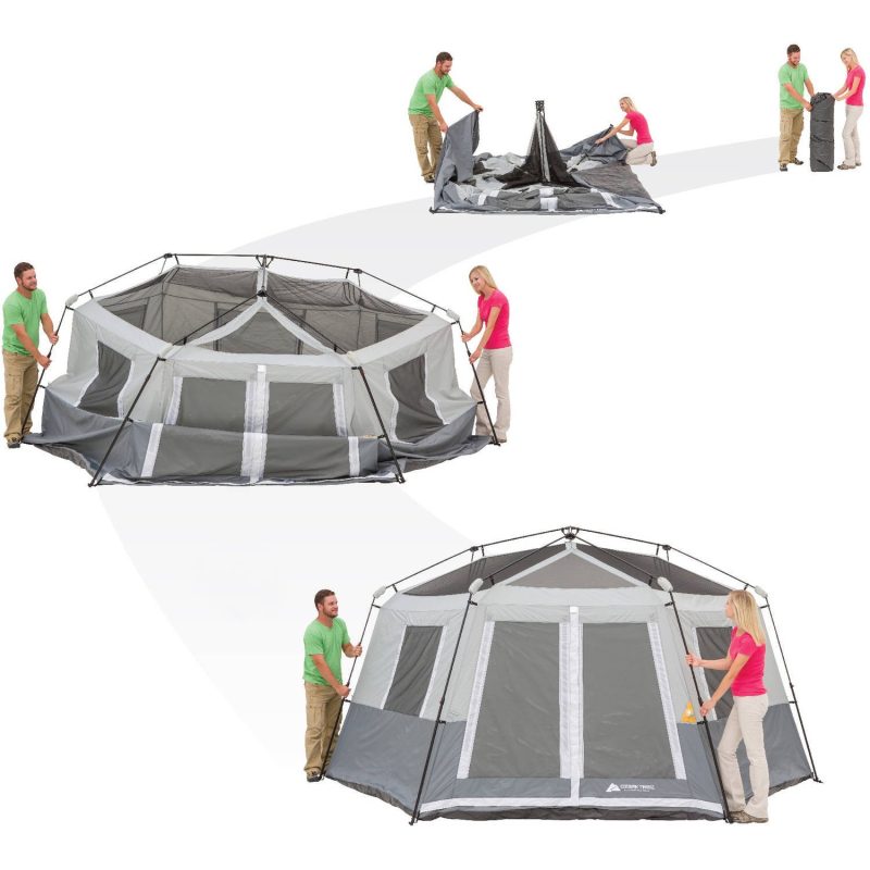 Ozark Trail 8-Person Instant Hexagon Cabin Tent, Gray