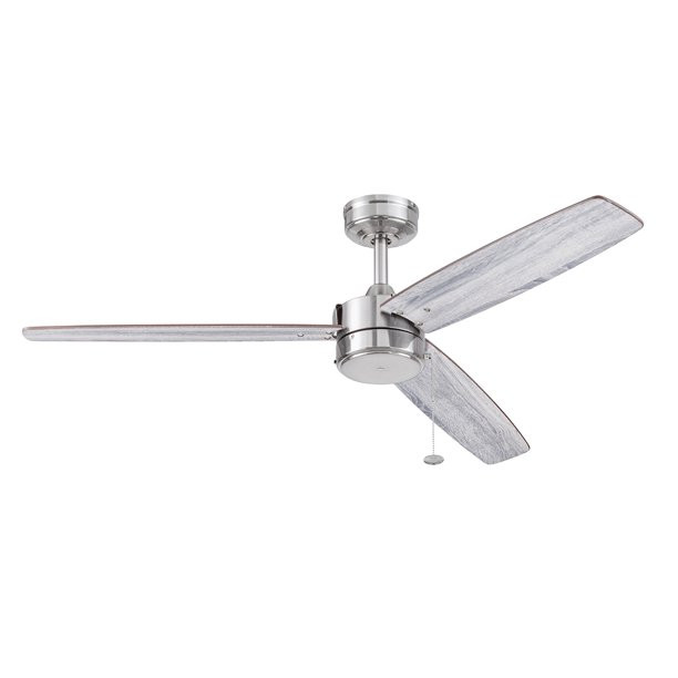 Better Homes & Gardens 52” Satin Nickel Indoor/Outdoor 3 Blade Ceiling Fan