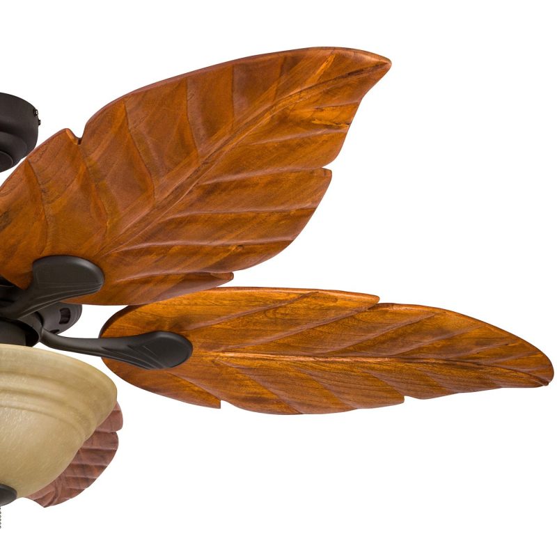 Honeywell 52-Inch Sabal Palm Bronze Ceiling Fan with Bowl Light and Hand-Carved Wood Blades