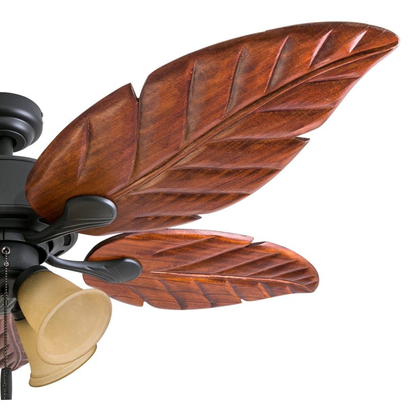 Honeywell Royal Palm 52-Inch Bronze Tropical LED Ceiling Fan with Light, Hand Carved Blades