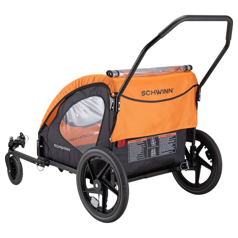 Schwinn Springbrook Two-Passenger Bicycle Trailer/Stroller, Orange/ Black