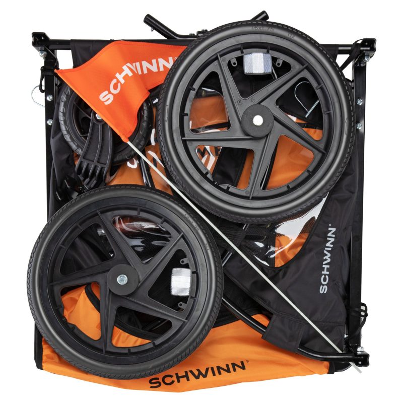 Schwinn Springbrook Two-Passenger Bicycle Trailer/Stroller, Orange/ Black