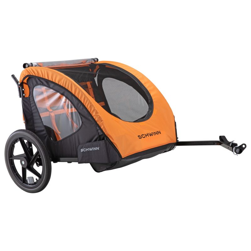 Schwinn Springbrook Two-Passenger Bicycle Trailer/Stroller, Orange/ Black