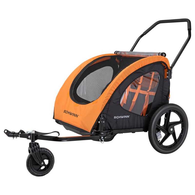 Schwinn Springbrook Two-Passenger Bicycle Trailer/Stroller, Orange/ Black