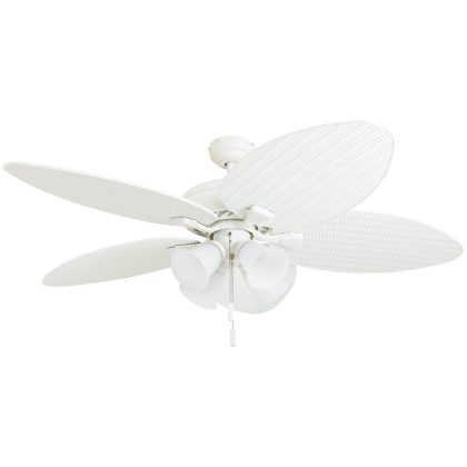 Honeywell Palm Lake 52-Inch White Tropical LED Ceiling Fan with Branch Lighting and Palm Leaf Blades