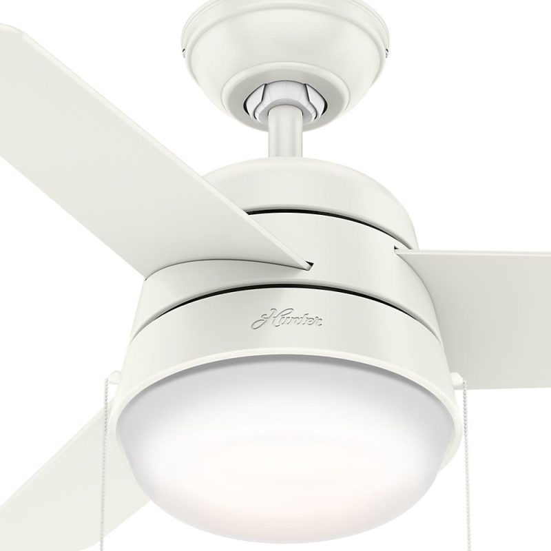 Hunter 36-Inch Aker Fresh White Ceiling Fan with Light Kit and Pull Chain