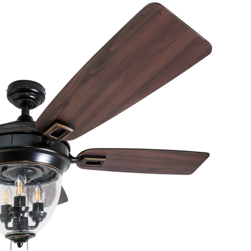 Honeywell Glencrest 52-Inch Craftsman Industrial Oil Rubbed Bronze LED Outdoor Ceiling Fan with Light