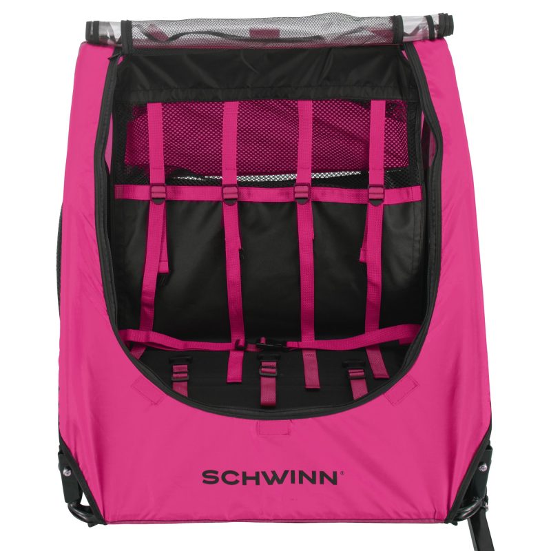 Schwinn Shuttle Foldable Bike Trailer, 2 Passengers, Pink/ Black