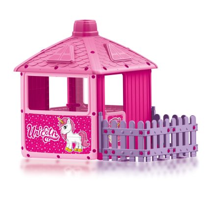 Dolu Unicorn Play House with Fenced Garden, Pink