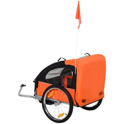 Aosom 2-Seat Kids Child Bicycle Trailer with a Strong Steel Frame, Orange