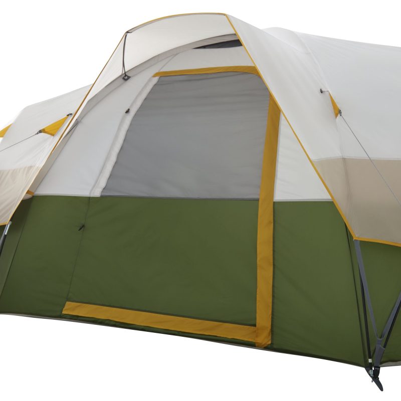 Slumberjack Aspen Grove 8-Person 2 Room Hybrid Dome Tent, with Full Fly, Off-White/ Green