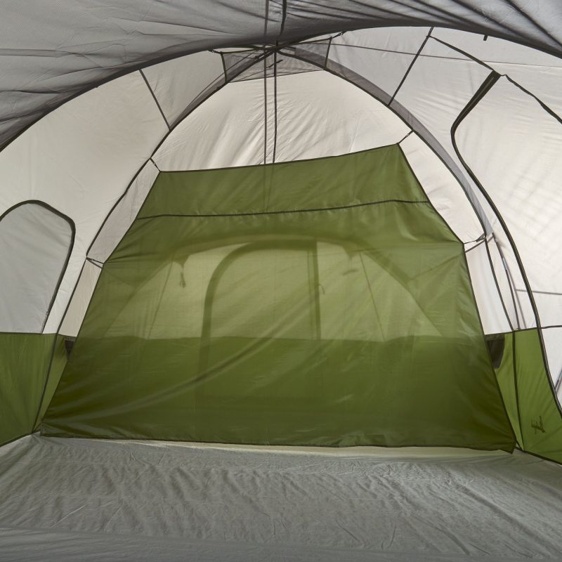 Slumberjack Riverbend 10-Person, 3-Room, Hybrid Dome Tent with Full Fly, Off-White/ Green