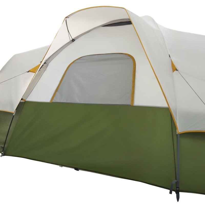 Slumberjack Riverbend 10-Person, 3-Room, Hybrid Dome Tent with Full Fly, Off-White/ Green