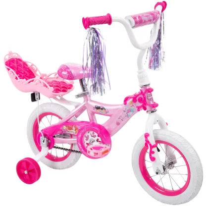 Huffy Disney Princess Girls' 12-Inch Bike with Doll Carrier