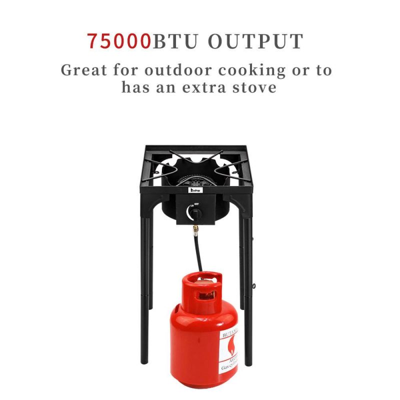 Ktaxon 75000BTU Burner Propane Cooker Outdoor Camping Stove, Black