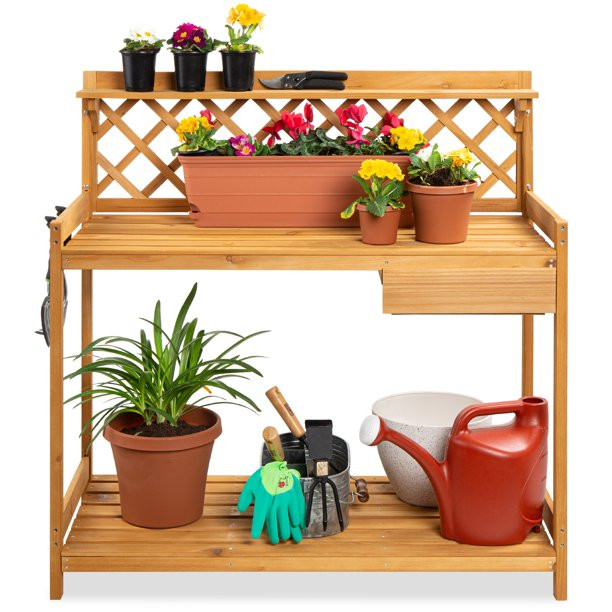 Best Choice Products Brown Fir and Wood Potting Bench