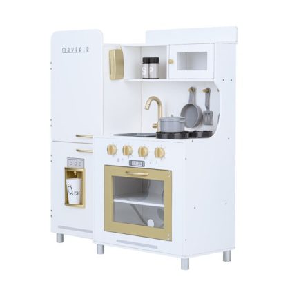 Teamson Kids Little Chef Mayfair, Play Kitchen with Oven, Sink & Cookware -White/Gold