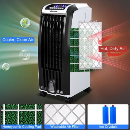 Costway Evaporative Portable Air Conditioner Cooler Fan Anion Humidify With Remote Control