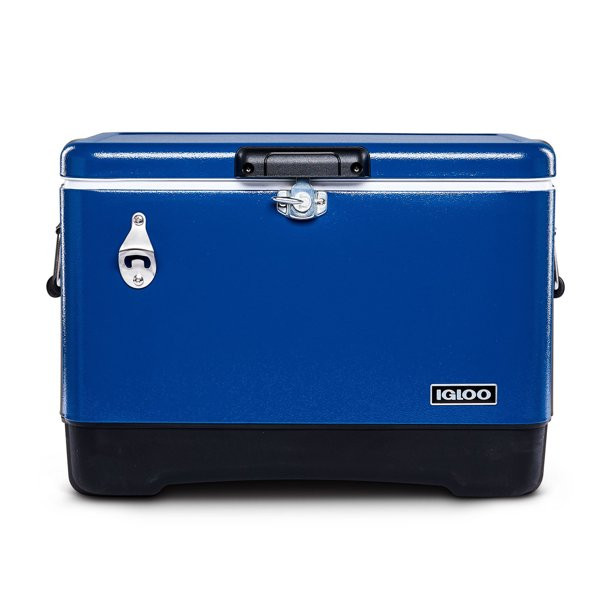 Igloo Legacy 54 qt Stainless Steel Ice Chest Cooler - Blue Powder Coat